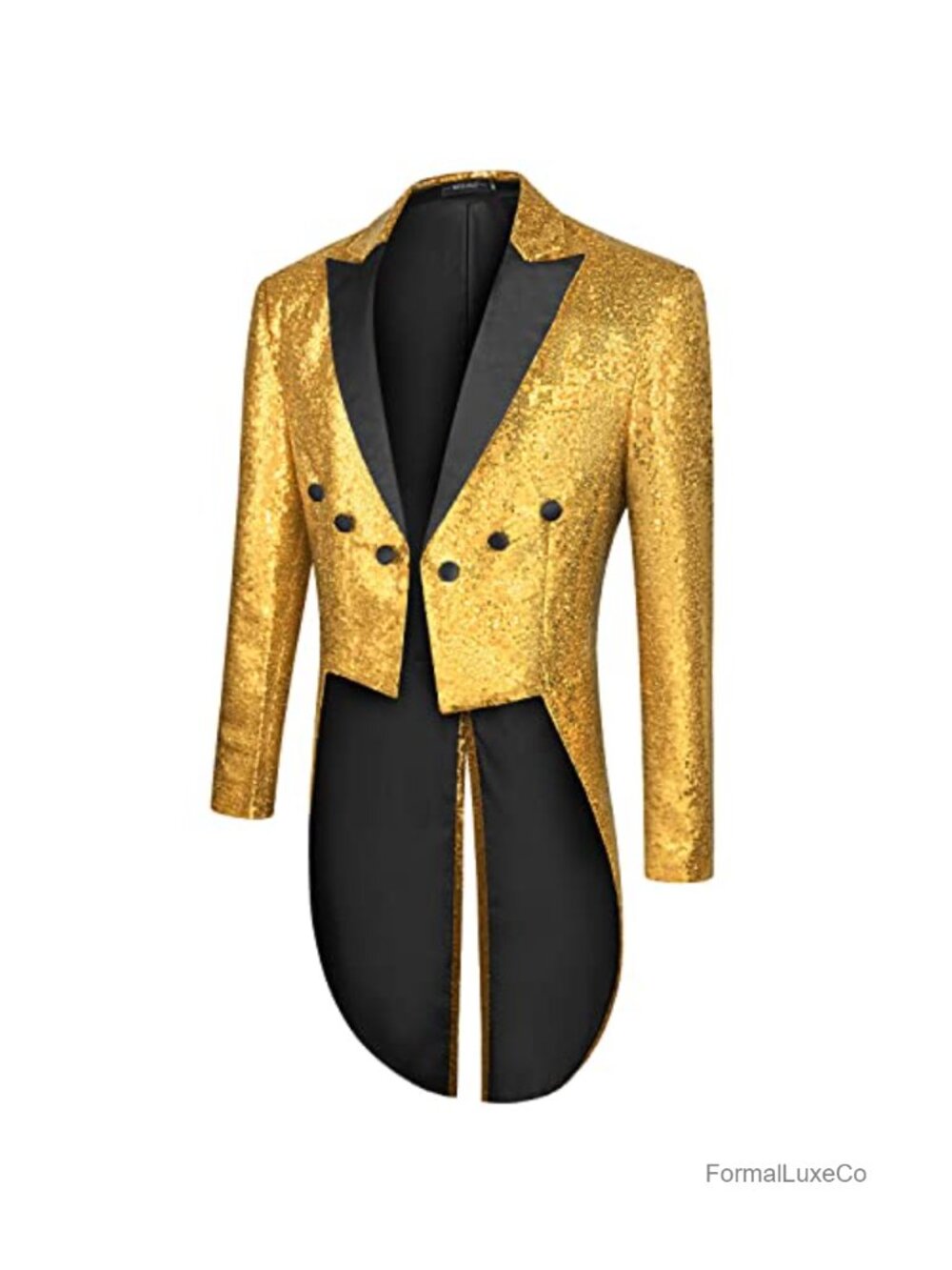 Mens Sequin Tuxedo Jacket Double Breasted Slim Fit Tailcoat Party